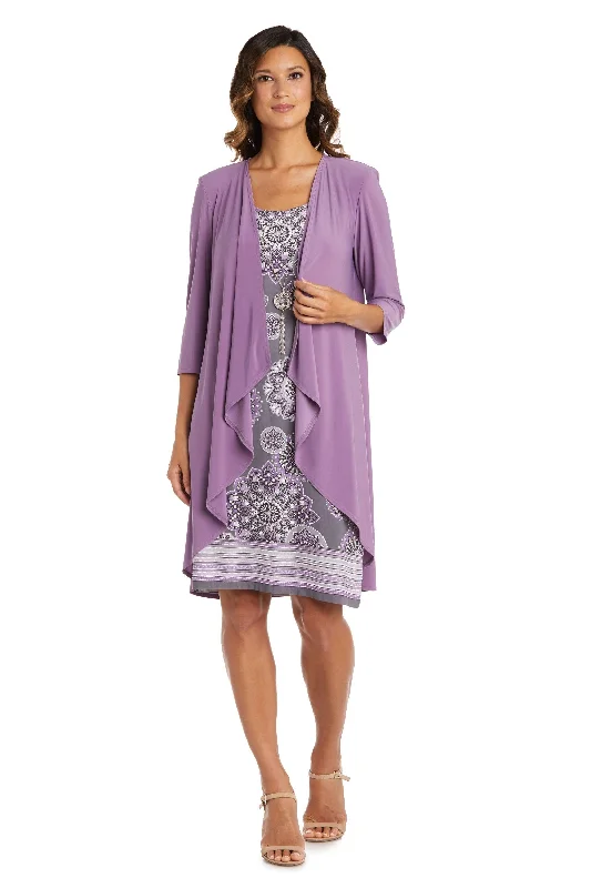R&M Richards 9257P Short Petite Print Jacket Dress Belted Jacket Elasticated Jacket Padded Jacket