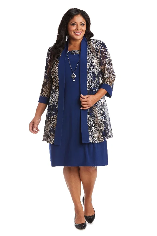 R&M Richards 7373W Short Plus Size Jacket Dress Lace Jacket Ribbed Jacket Sequined Jacket