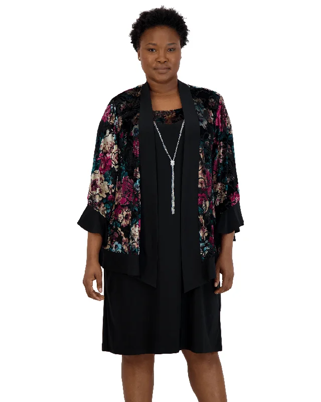 R&M Richards 7584W Short Plus Size Jacket Dress Print Jacket Jacquard Jacket Embroidered Jacket