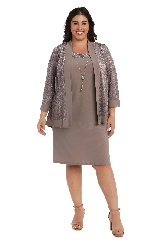 R&M Richards 7597W Short Plus Size Jacket Dress Tiered Jacket Buttoned Jacket Zippered Jacket