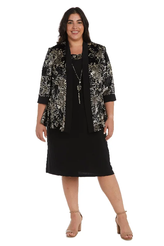 R&M Richards 7688W Short Plus Size Jacket Dress Belted Jacket Elasticated Jacket Padded Jacket