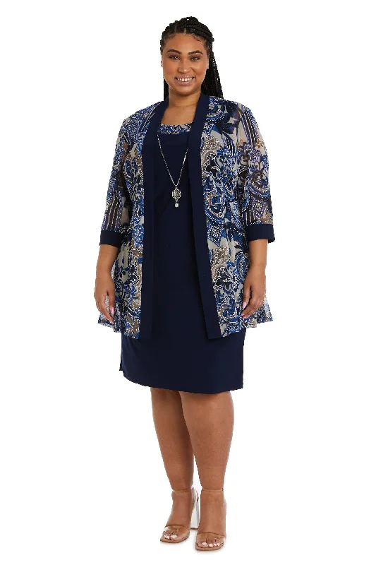R&M Richards 9023W Short Plus Size Jacket Dress Embroidered Jacket Appliqued Jacket Beaded Jacket