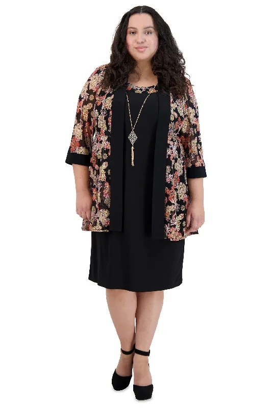 R&M Richards 9043W Short Plus Size Jacket Dress Boat Neck Shawl Collar Notched Collar