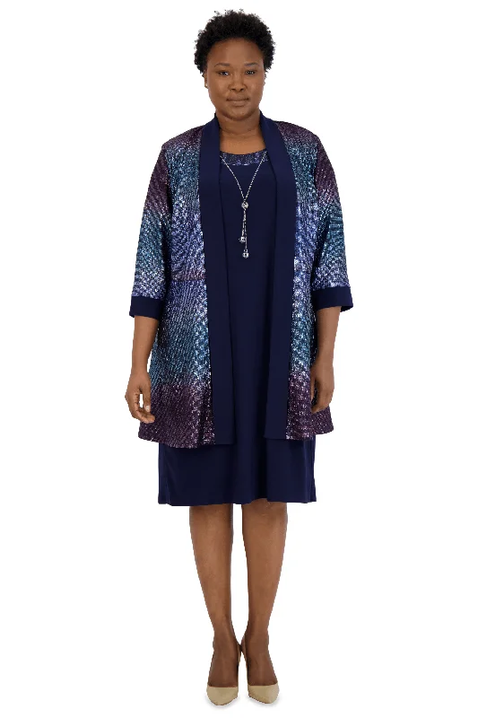 R&M Richards 9068W Short Plus Size Jacket Dress Cardigan Sweater Pullover
