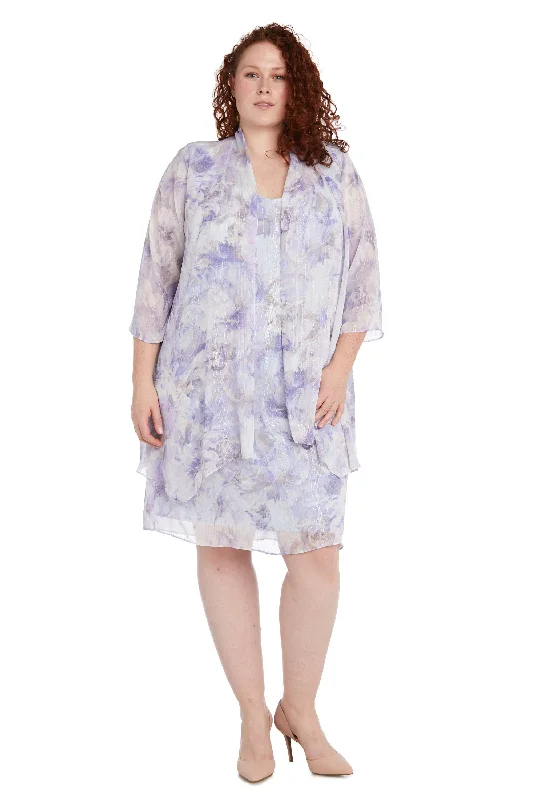 R&M Richards 9408W Short Plus Size Jacket Dress Denim Fabric Leather Fabric Suede Fabric