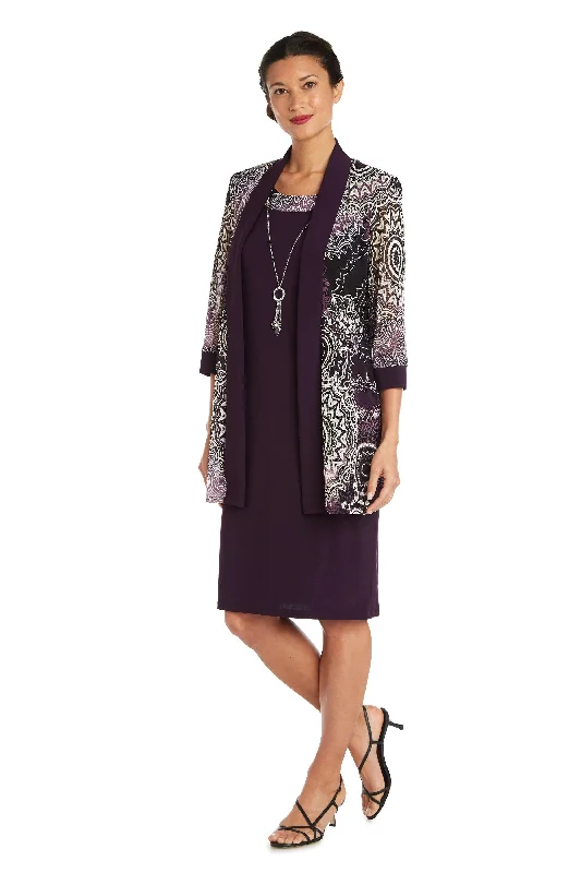 R&M Richards 7883 Short Print Jacket Cocktail Dress Trench Coat Raincoat Waterproof Jacket