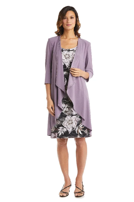 R&M Richards 7897 Short Puff Print Jacket Dress Trench Coat Raincoat Waterproof Jacket