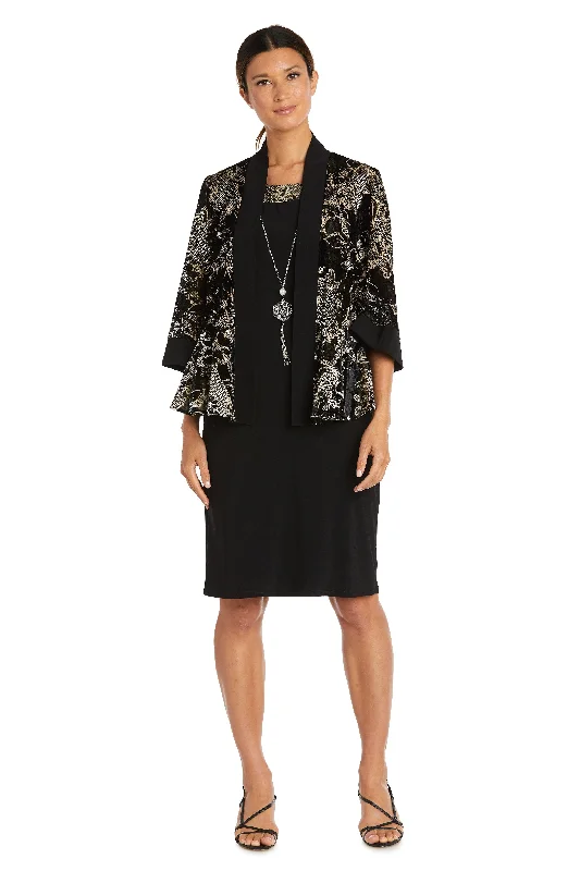R&M Richards 7688 Short Two Piece Jacket Dress V-Neck Jacket Boat Neck Jacket Square Neck Jacket
