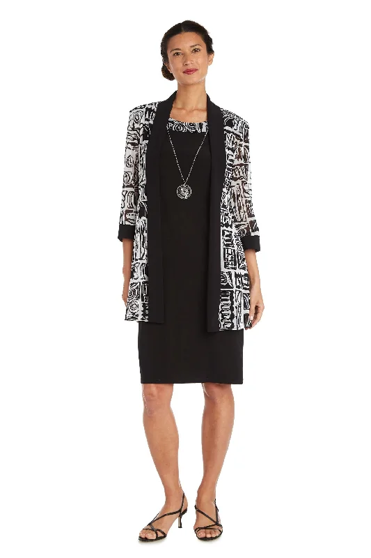 R&M Richards 7923 Short Two Piece Jacket Dress Notch Collar Peter Pan Collar Cowl Neck