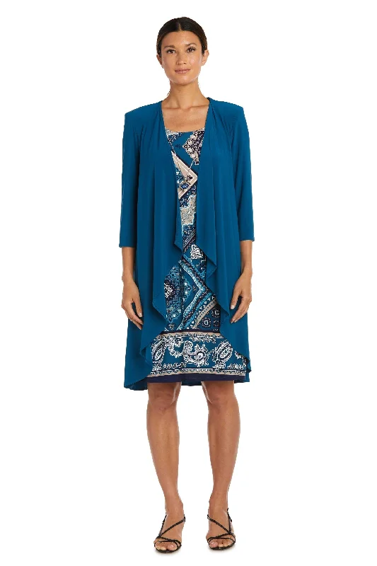 R&M Richards 7967 Short Two Piece Jacket Dress Satin Jacket Silk Jacket Chiffon Jacket