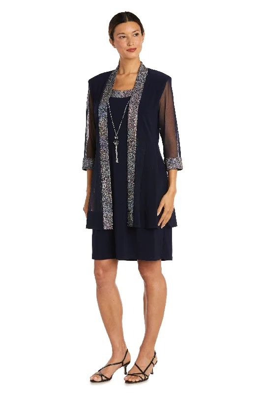 R&M Richards 9147 Short Two Piece Jacket Dress Print Jacket Jacquard Jacket Embroidered Jacket