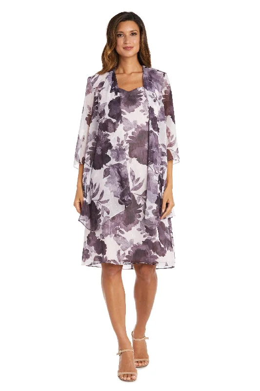 R&M Richards 9388 Short Two Piece Jacket Dress Tiered Jacket Buttoned Jacket Zippered Jacket