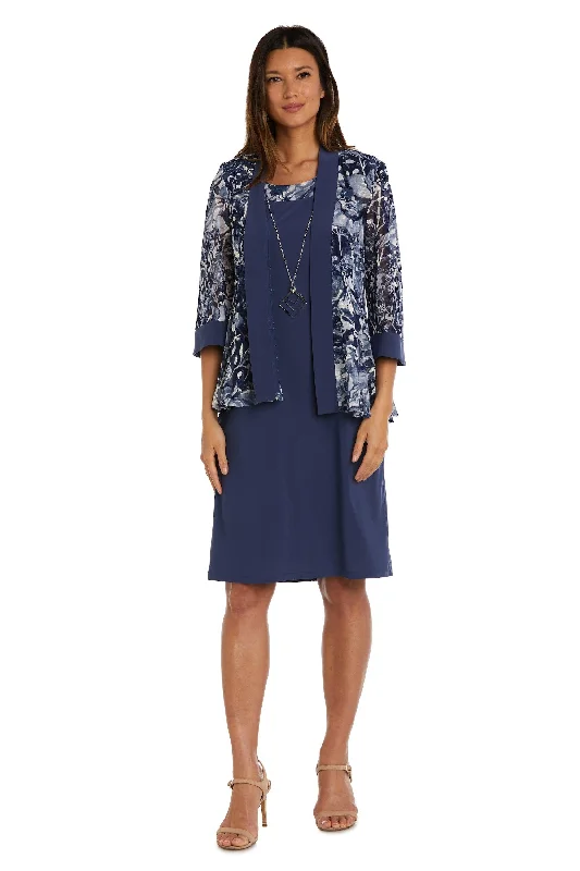R&M Richards 9649 Short Two Piece Jacket Dress Front Pockets Side Pockets Patch Pockets