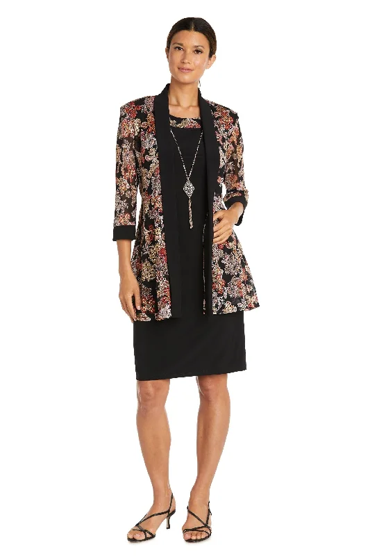 R&M Richards 9043 Short Two Piece Print Jacket Dress Wool Fabric Cashmere Fabric Tweed Fabric