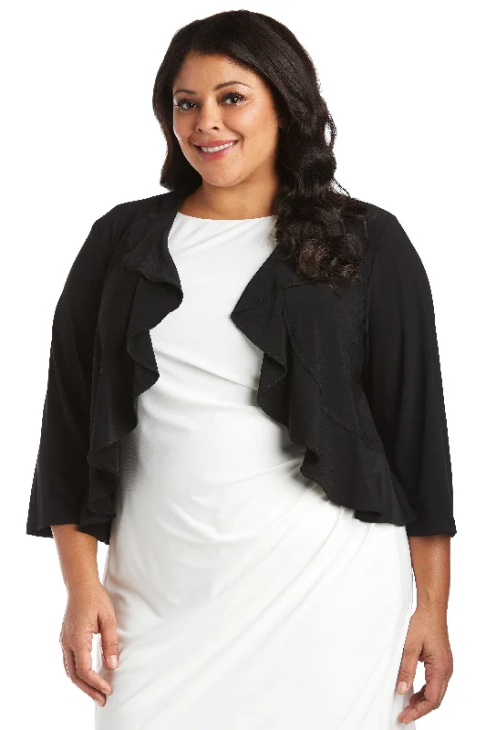 R&M Richards 342780 Shrug Plus Size Ruffle Jacket Tailored Jacket Straight Jacket A-Line Jacket
