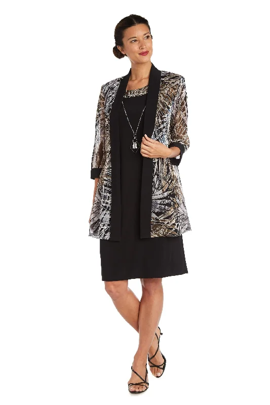 R&M Richards 7953 Two Piece Short Jacket Dress Boat Neck Shawl Collar Notched Collar