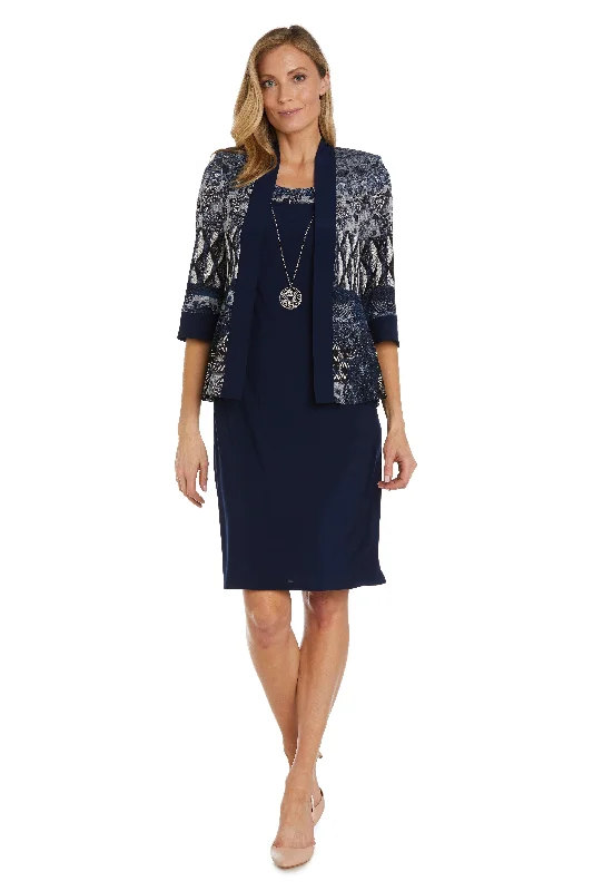 R&M Richards 9729 Two Piece Short Jacket Dress Boat Neck Shawl Collar Notched Collar