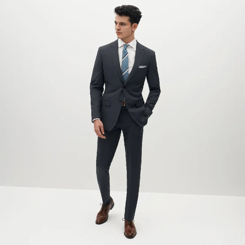 Men's Charcoal Gray Suit Jacket Cotton Fabric Linen Fabric Terry Fabric