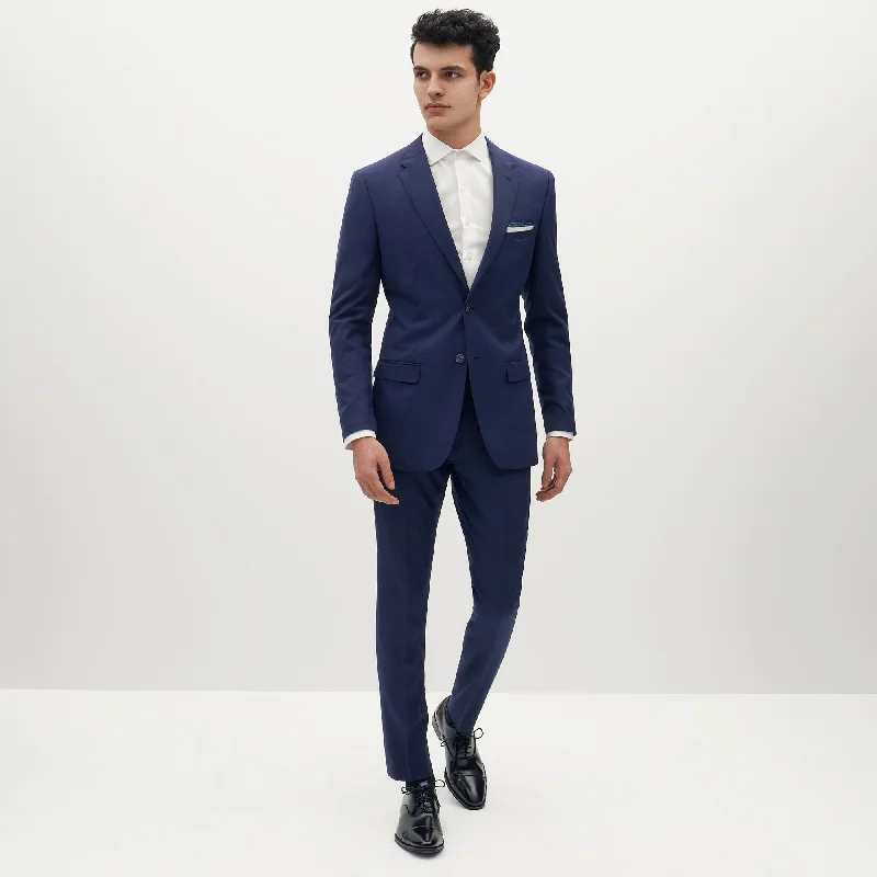 Men's Brilliant Blue Suit Jacket Rayon Fabric Velvet Fabric Corduroy Fabric