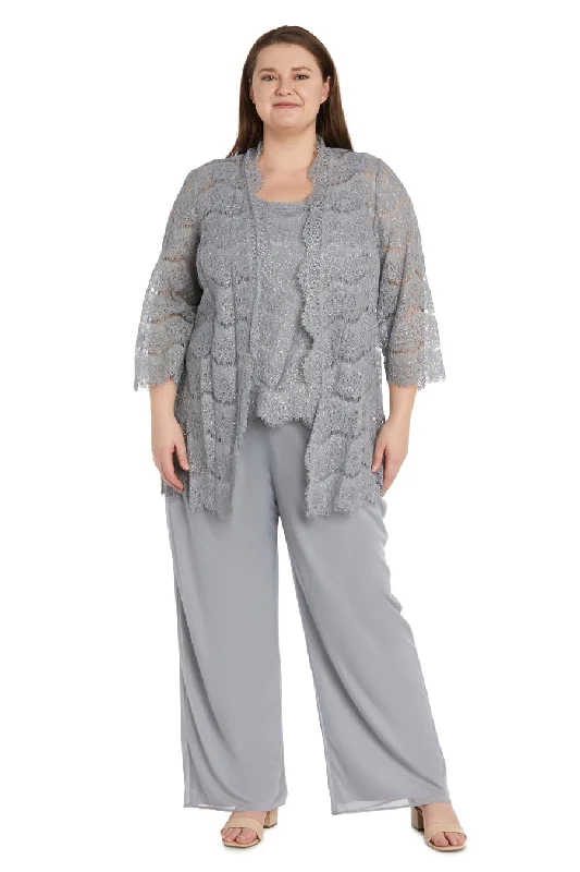 R&M Richards 9846W Plus Size Formal Jacket Pant Suit Fleece Fabric Down Fabric Feather Fabric