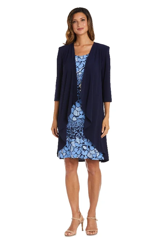 R&M Richards 9297P Short Petite Print Jacket Dress Belted Jacket Elasticated Jacket Padded Jacket