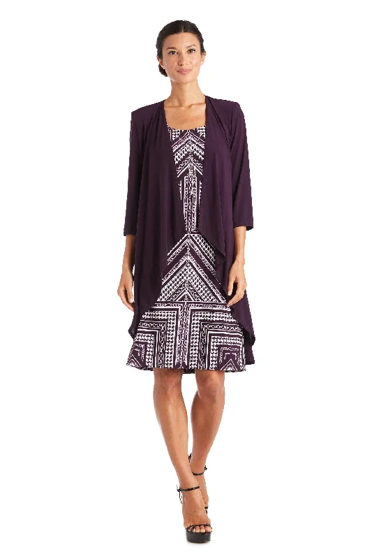 R&M Richards 7587P Short Print Petite Jacket Dress Zippered Jacket Buttoned Jacket Snapped Jacket