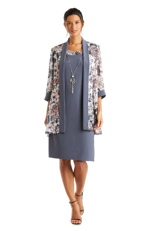 R&M Richards 7119 Short Print Satin Jacket Dress Elasticated Jacket Padded Jacket Insulated Jacket