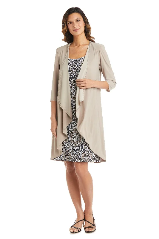 R&M Richards 7877 Short Two Piece Print Jacket Dress Print Jacket Jacquard Jacket Patchwork Jacket