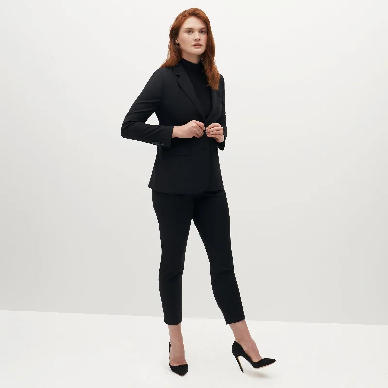 Women's Black Suit Jacket Knit Fabric Woven Fabric Fleece Fabric