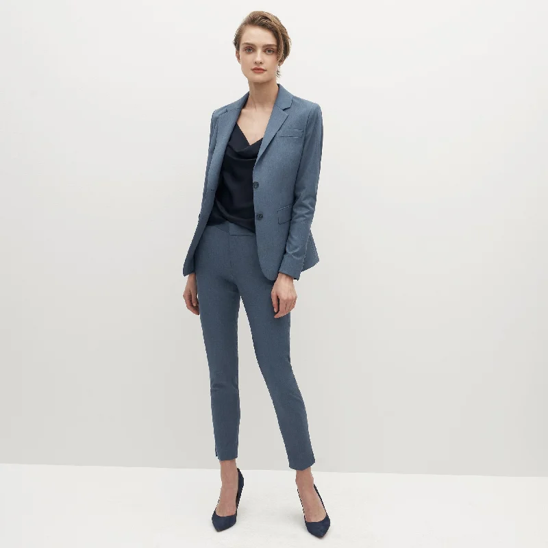 Women's Light Blue Suit Jacket Fleece Jacket Down Jacket Feather Jacket