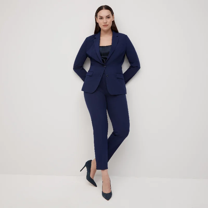 Women's Brilliant Blue Suit Jacket Zippered Front Buttoned Front Snap Front