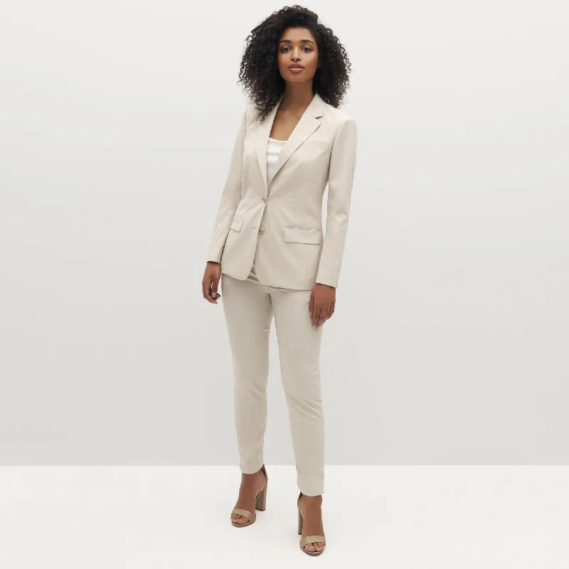 Women's Tan Suit Jacket Zip Front Button Front Snap Front