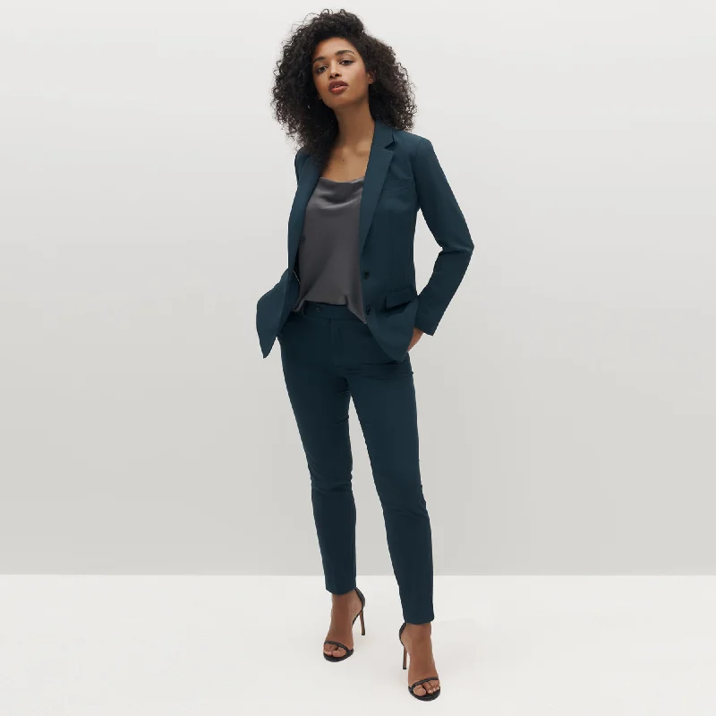 Women's Teal Suit Jacket Tailored Jacket Straight Jacket A-Line Jacket