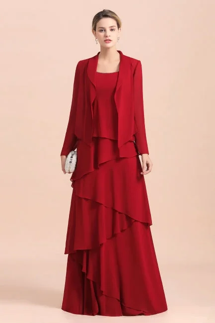 Elegant Burgundy Chiffon Mother of the Bride Dress Ruffles With Jacket Oversized Jacket Tailored Jacket Straight Jacket Elegant Burgundy Chiffon Mother of the Bride Dress Ruffles With Jacket Oversized Jacket Tailored Jacket Straight Jacket