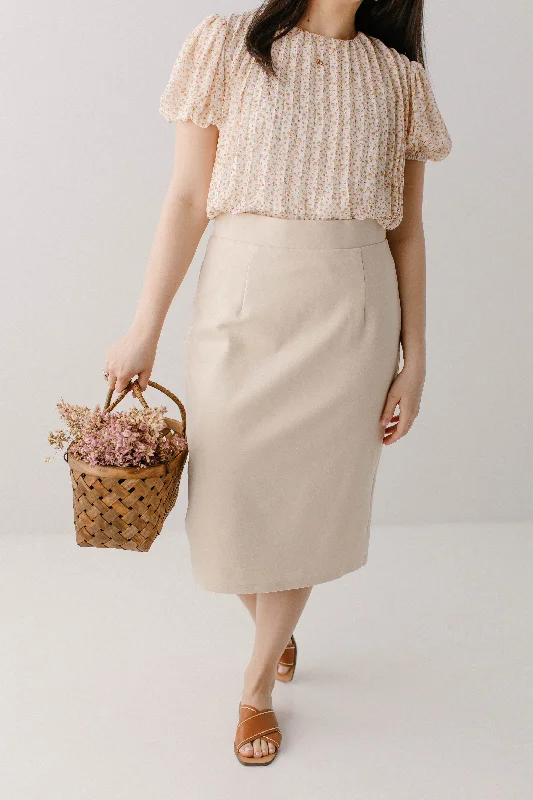 'Anna' Pencil Skirt in Cream FINAL SALE wool skirt warm
