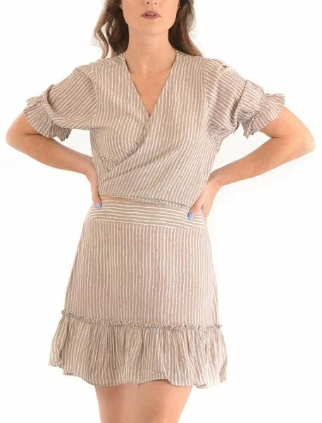 Catalina Skirt / Taupe Stripe lace skirt romantic