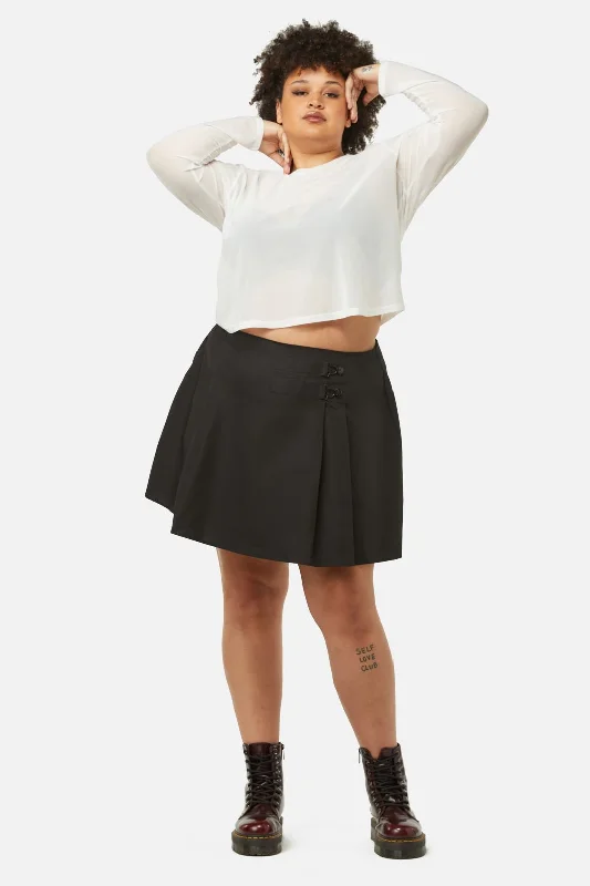 Curve Field Work Pleated Skirt high waist skirt
