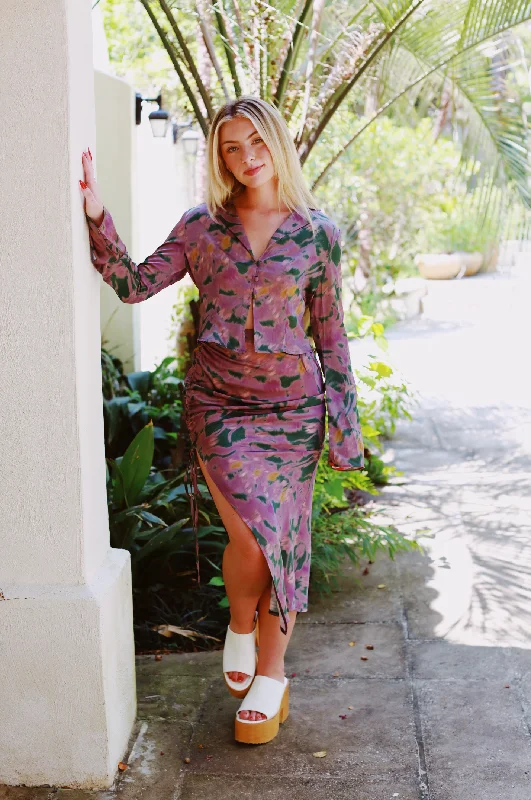 My Moment Maxi Skirt - Purple pleated skirt texture