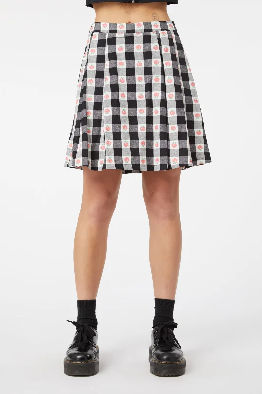Gingham Peach Mini Skirt linen skirt breathable