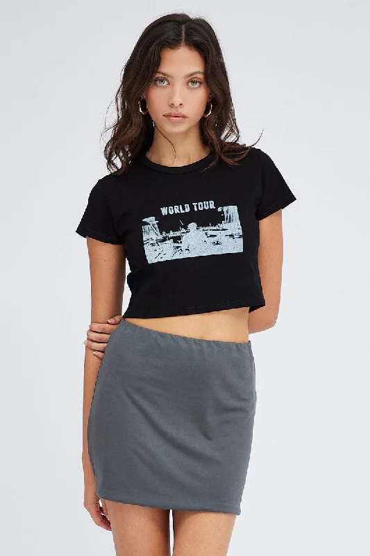 Grey Supersoft Mini Skirt linen skirt airy