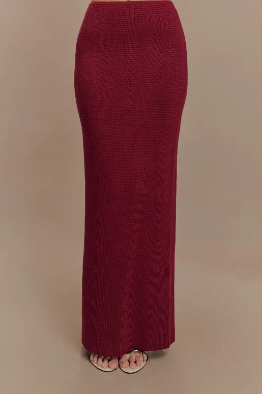 Kyle Knit Maxi Skirt - Cherry Red corduroy skirt durable