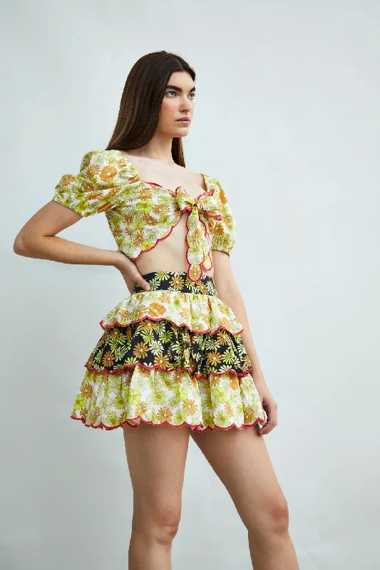 Glamorous Collection Tiered Ruffle Mini Skirt wool skirt sturdy