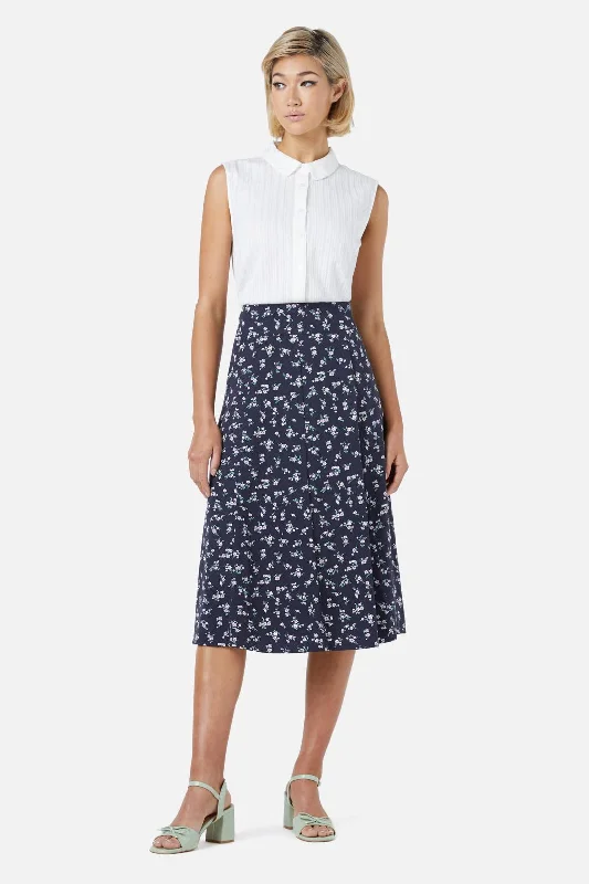 Lila Ditsy Midi Skirt velvet skirt glossy