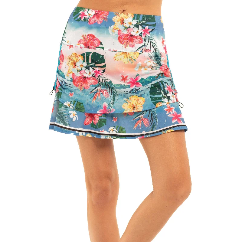 Lucky in Love Bloom Ruche 15.75in Womens Golf Skort button skirt front