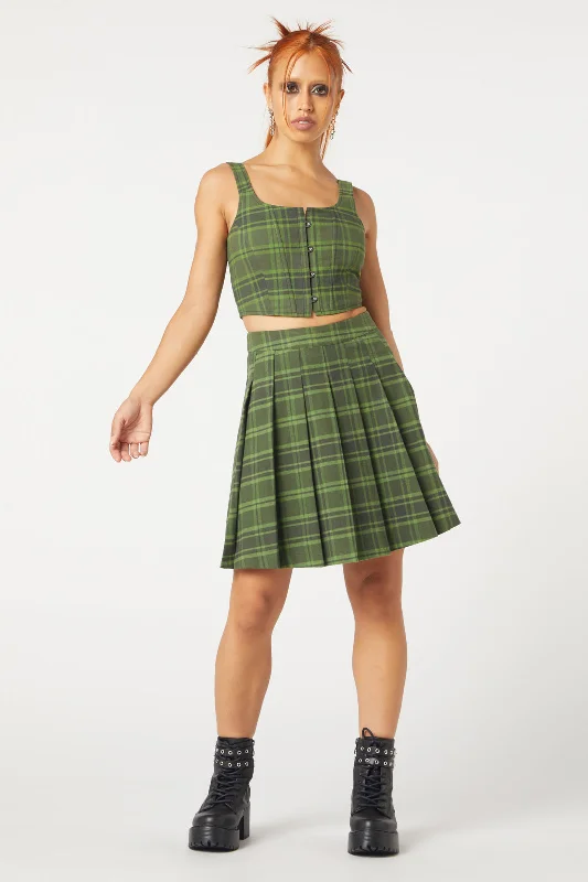 Meadow Tartan Pleated Skirt silk skirt elegant