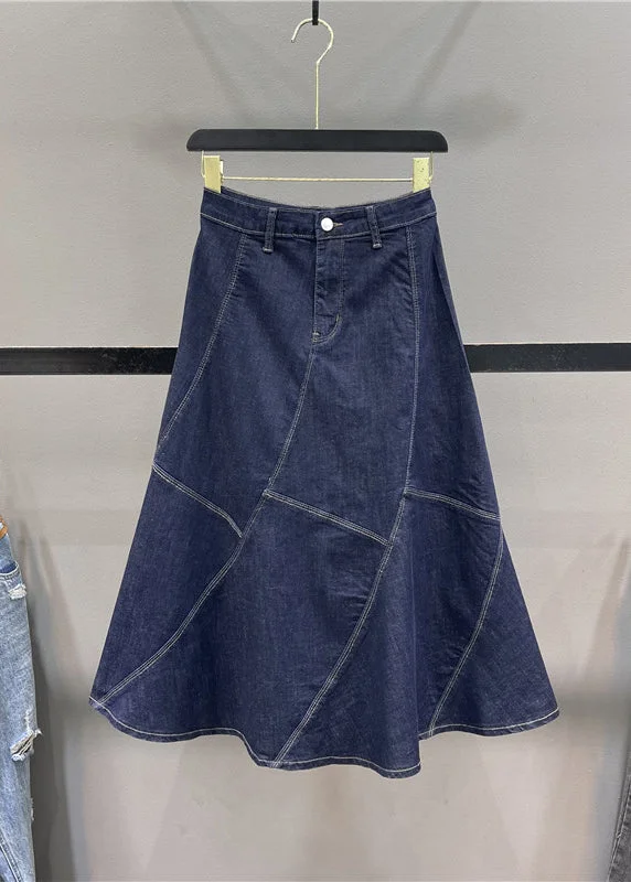 New Blue Patchwork High Waist Denim Fishtail Skirt Autumn wool skirt sturdy