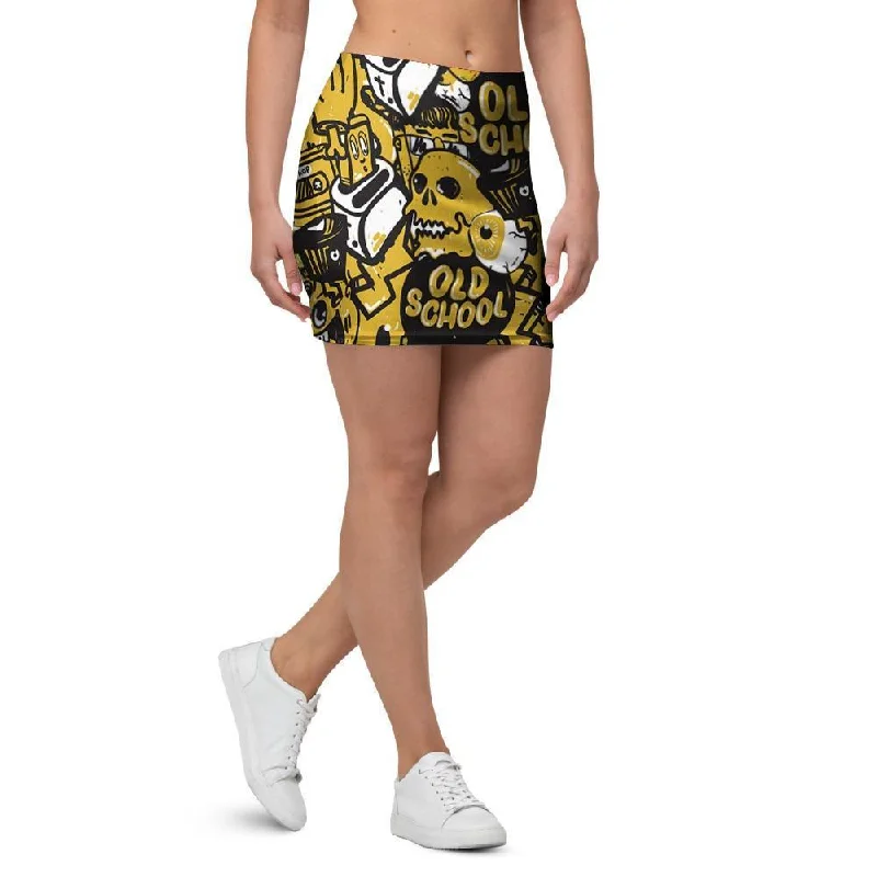 Old School HipHop Print Mini Skirt leather skirt bold