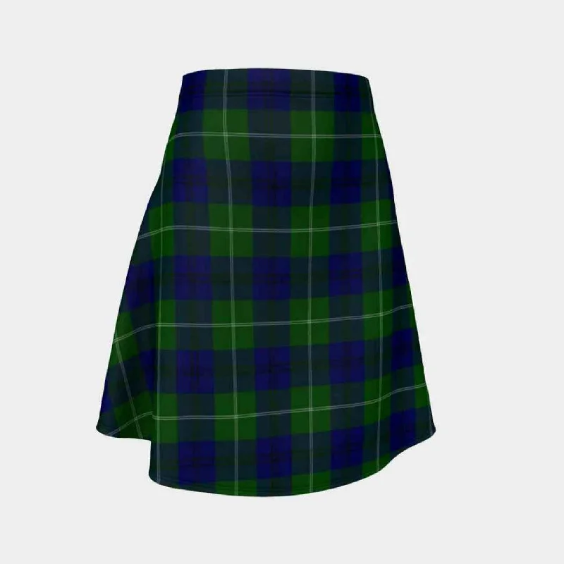 Oliphant Modern Tartan Flared Skirt satin skirt smooth