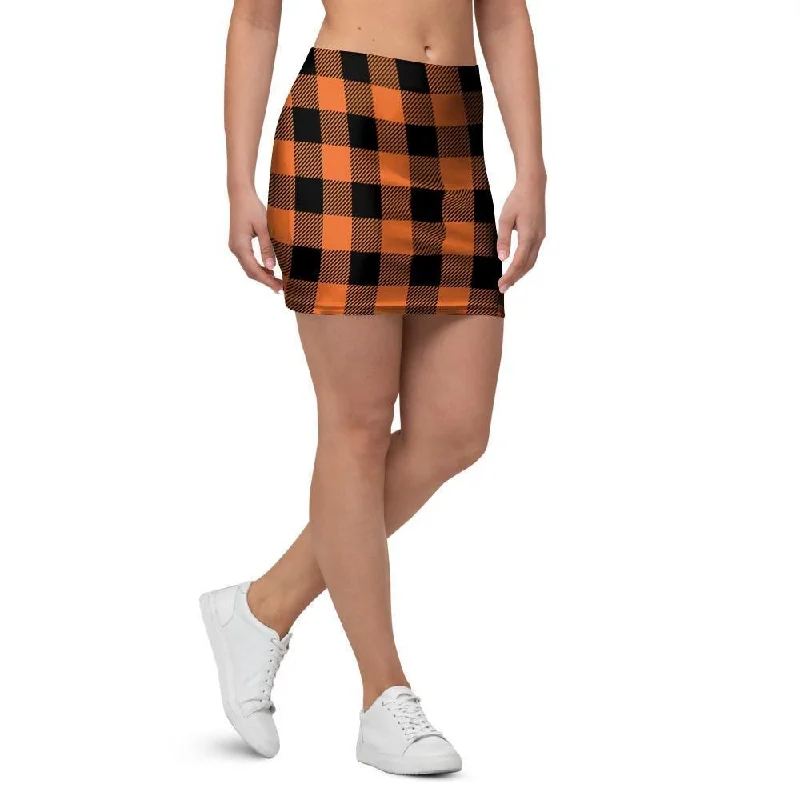 Orange Plaid Mini Skirt denim skirt classic