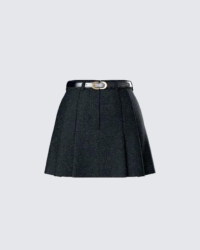 Perla Black Pleated Mini Skirt silk skirt sleek